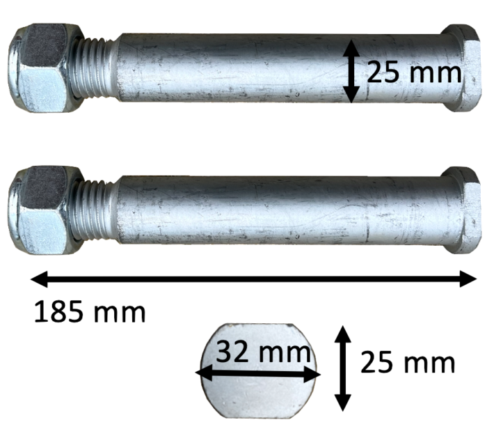 Mini Digger Cylinder Pins 185mm Oval Head